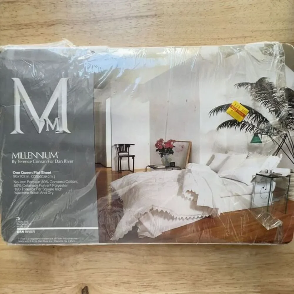 Millennium By Terrence Conran Dan River QUEEN Flat Sheet WHITE Lofty‎ Precision